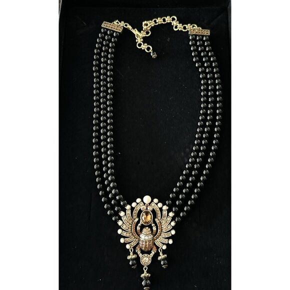 HEIDI DAUS NEW SCARAB IN TOWN EGYPTIAN CRYSTAL BEADED PENDANT NECKLACE WARRANTY - Picture 1 of 5